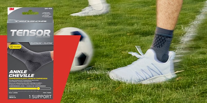 Compression Ankle Sleeve on a person playing soccer.
